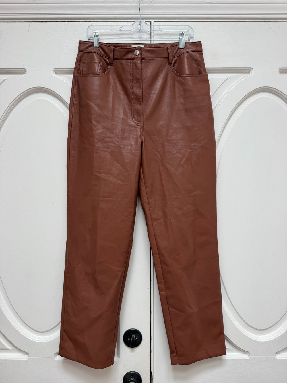 Wilfred Melina 14 Chestnut Faux Leather Straight-Leg Pants